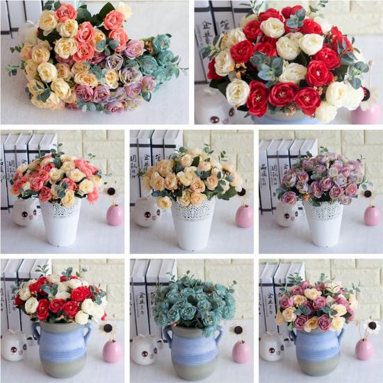 1 Blumenstrauß mit 10 Köpfen, hübsche künstliche Blumenblätter, Hochzeitskunst, Heimdekoration