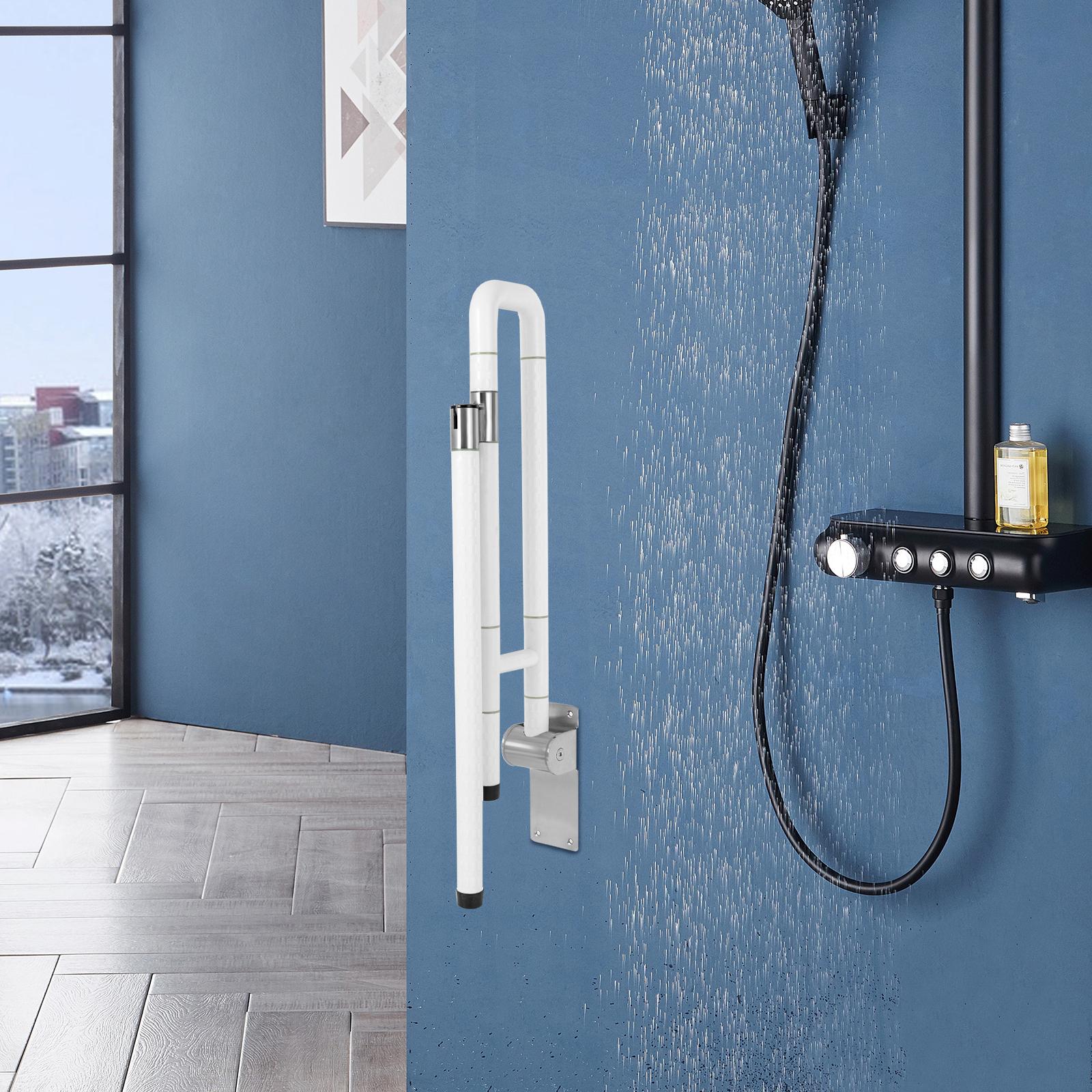 

Foldable Bathroom Grab Bar, Stainless Steel Toilet Safety Rail with Textured Non-Slip Grip - 23.6 In Adjustable Flip-Up Handrail белый