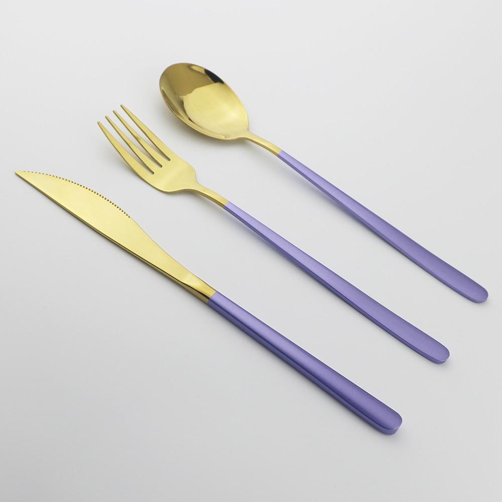 16Pcs Green Gold Dinnerware Set 304 Stainless Steel Cutlery Set Knives Forks Spoons Dinner Set Kitchen Tableware Silverware Set
