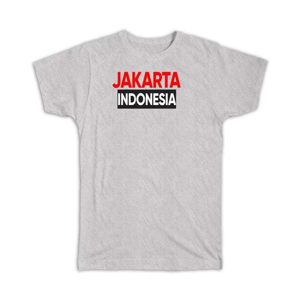 Gift T-Shirt : Jakarta Indonesia Red and Black Fonts L
