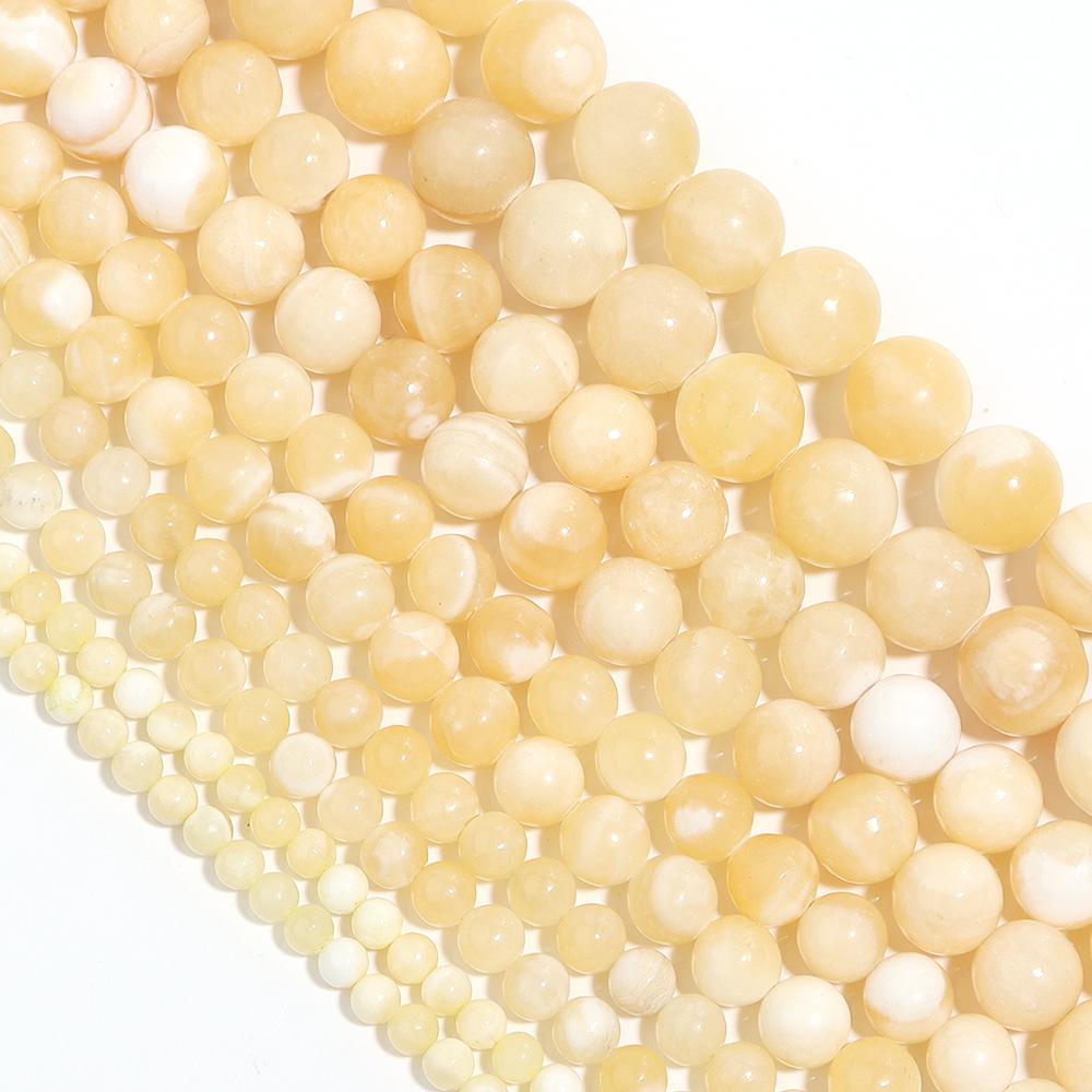 1 Strand Natural Stone Yellow Jade Beads Round Genuine Stone Beading Loose Gemstone for DIY Bracelet Necklace  Jewelry Making