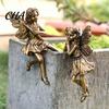Dekorative Harz-Feen-Skulpturen 2 Stück/Set Blumentopf-Blumenfiguren, Retro-Schmetterlingsflügel Europäische Pastorale Gartendekoration Statuen, Niedliche Hängende