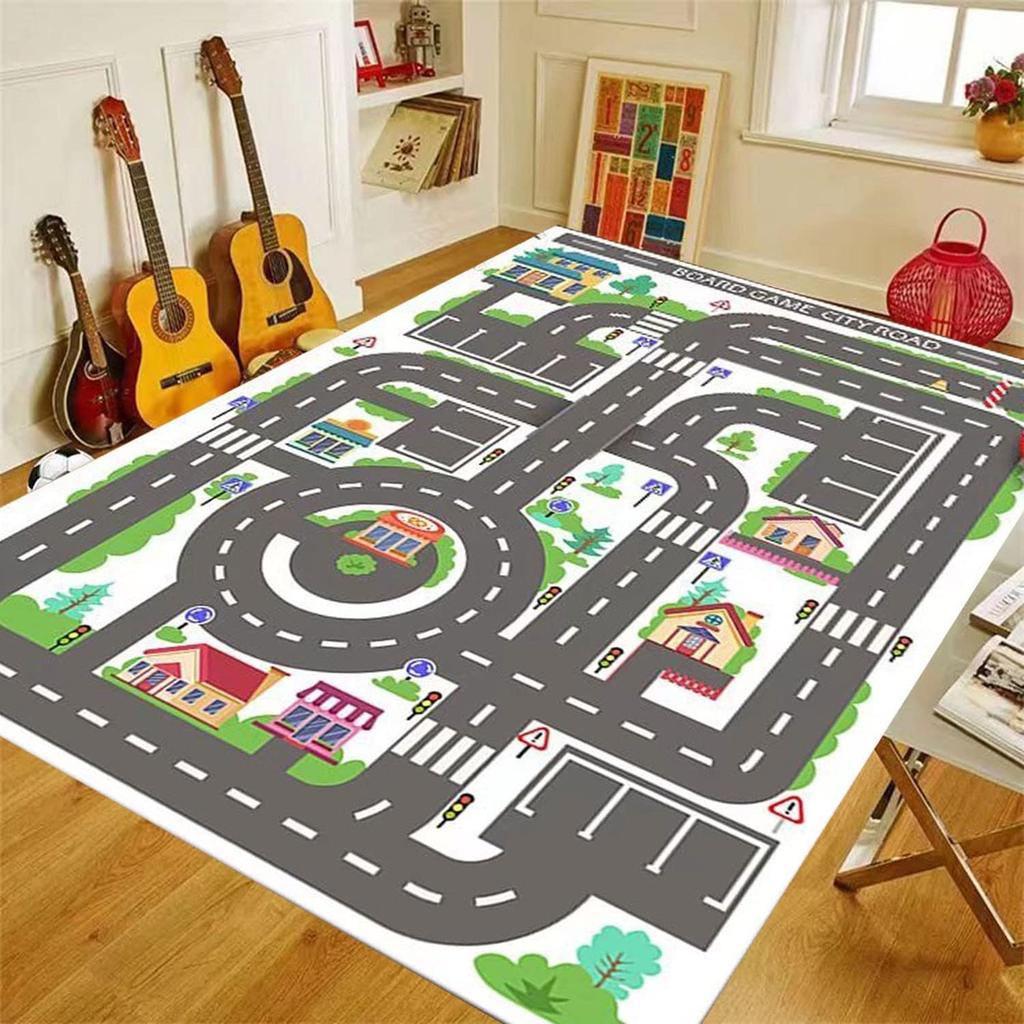 Children's Play Room Carpet , Road and Street Traffic Carpets Puzzle Game Floor Mat for Bath Living Room Baby Room Bedroom Decor