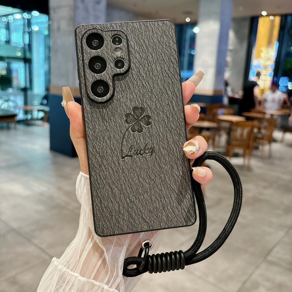 Samsung S25FE Phone Case S24ultra All Inclusive Ultra Thin New Four Leaf Clover A56 Leather Pattern Protective Case