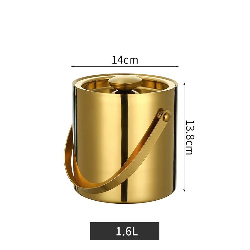Stainless Steel Double Walled Ice Bucket Beverage Tub Cooler Bucket Comfortable Carry Handle for KTV Bar Whiskey Beer Tools