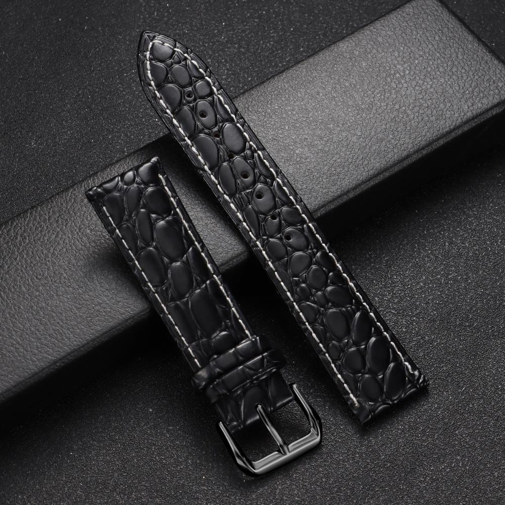 Crocodile Pattern Design Leather Watchband 12/14/16/17/18/19/20/21/22/24mm Soft Watch Straps Men Women Casual Business Wristband