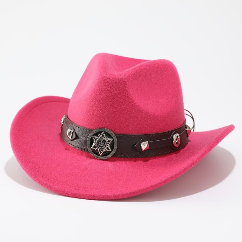 New Men's and Women's Ethnic Woolen Hair, Western Cowboy Hat, Jazz Hat, Big Edge Sunshade Top Hat