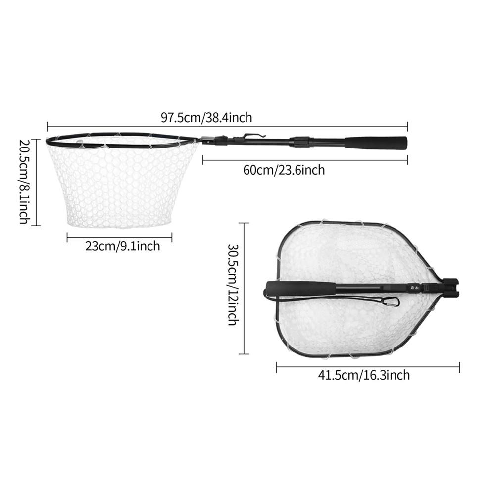 Retractable Landing Fishing Net 190cm-5cm with Telescoping Pole Handle Foldable Freshwater Fish Catching Releasing