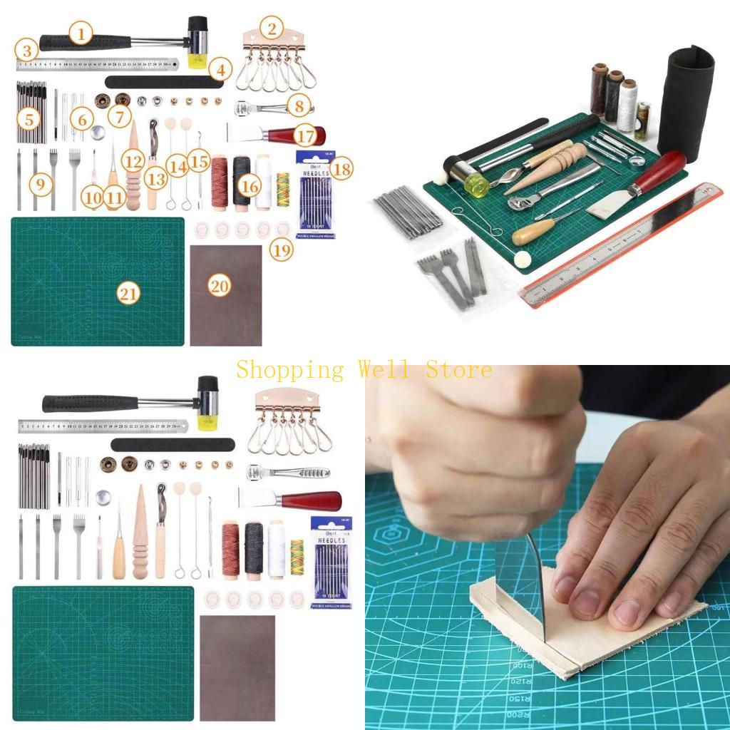 KX4B 69 Pcs Premium Leather Crafts Tools Professional Leather Stitching Trimming Tool China Mainland
