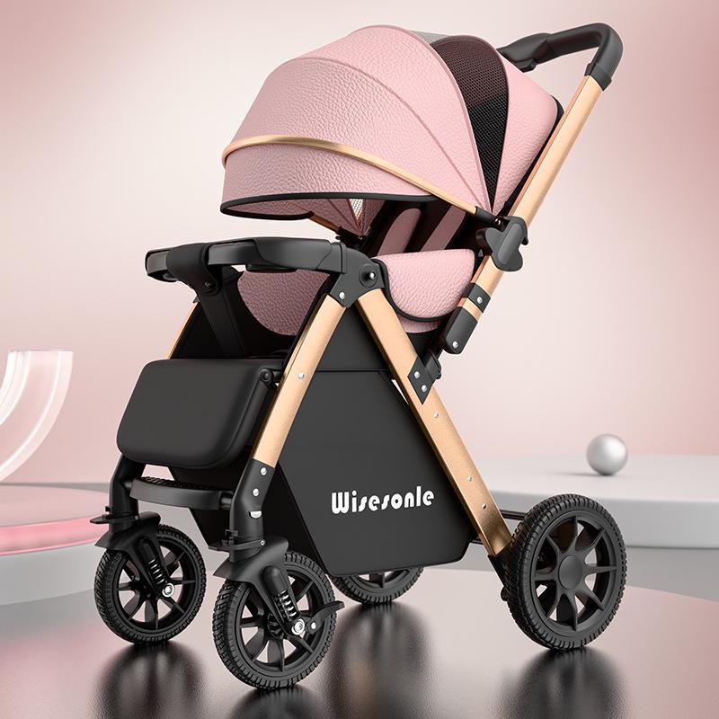 Convertible Lightweight Baby Stroller: High Landscape, Foldable, Shock-Absorbing for Sitting or Lying