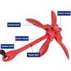 Boat Galvanized Red Anchor Sailboat Fishing 3.5lbs Marine Rope Complete Folding Grapnel Kit