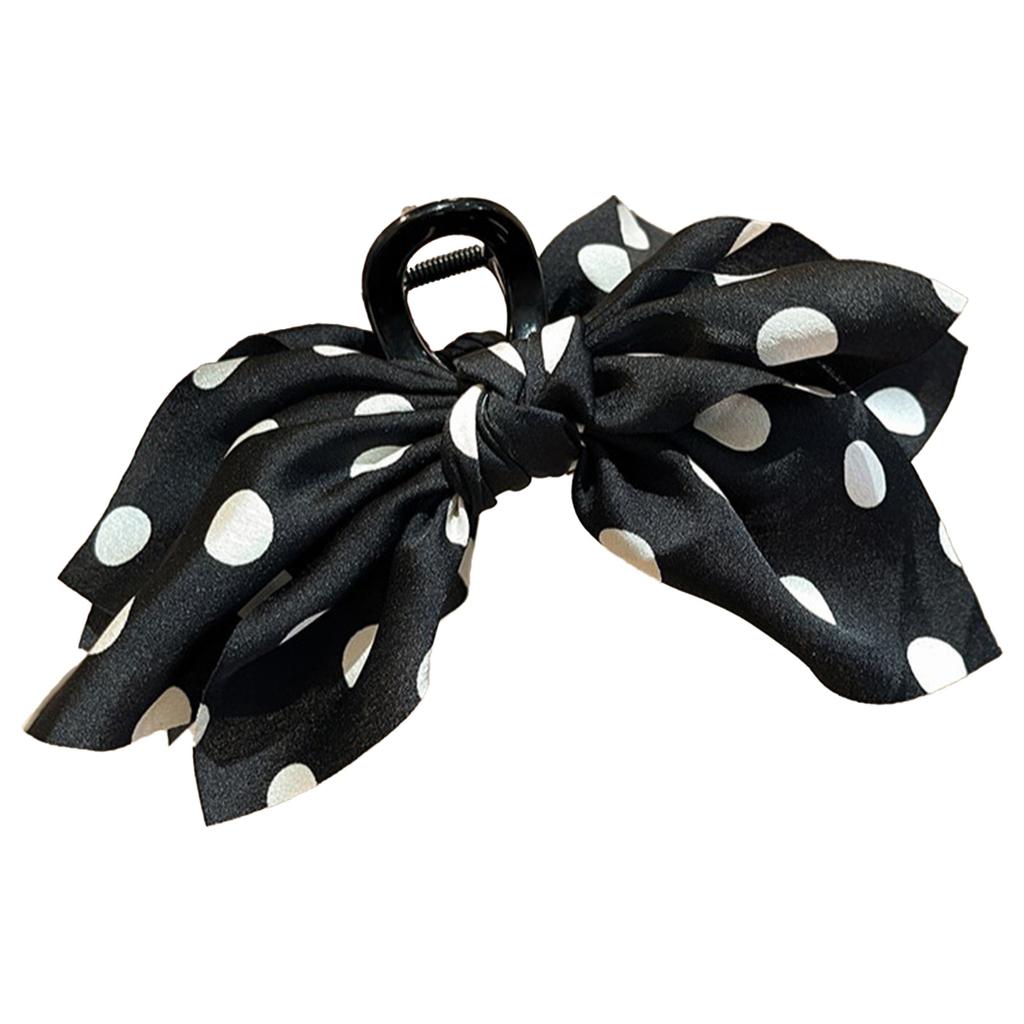 Korean Style Hair Claw Vintage Satin Polka Dot Bow Hair Clip For Women Girls Elegant Exquisite Daily Life Hair Accessories