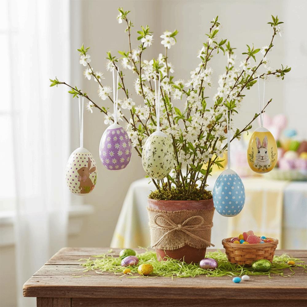 12PCS Scene Decoration Easter Party Atmosphere Easter Egg Hanging Easter Egg  Home Living Room