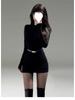Women's Spring Goddess Style Long-Sleeved High-End Little Black Dress