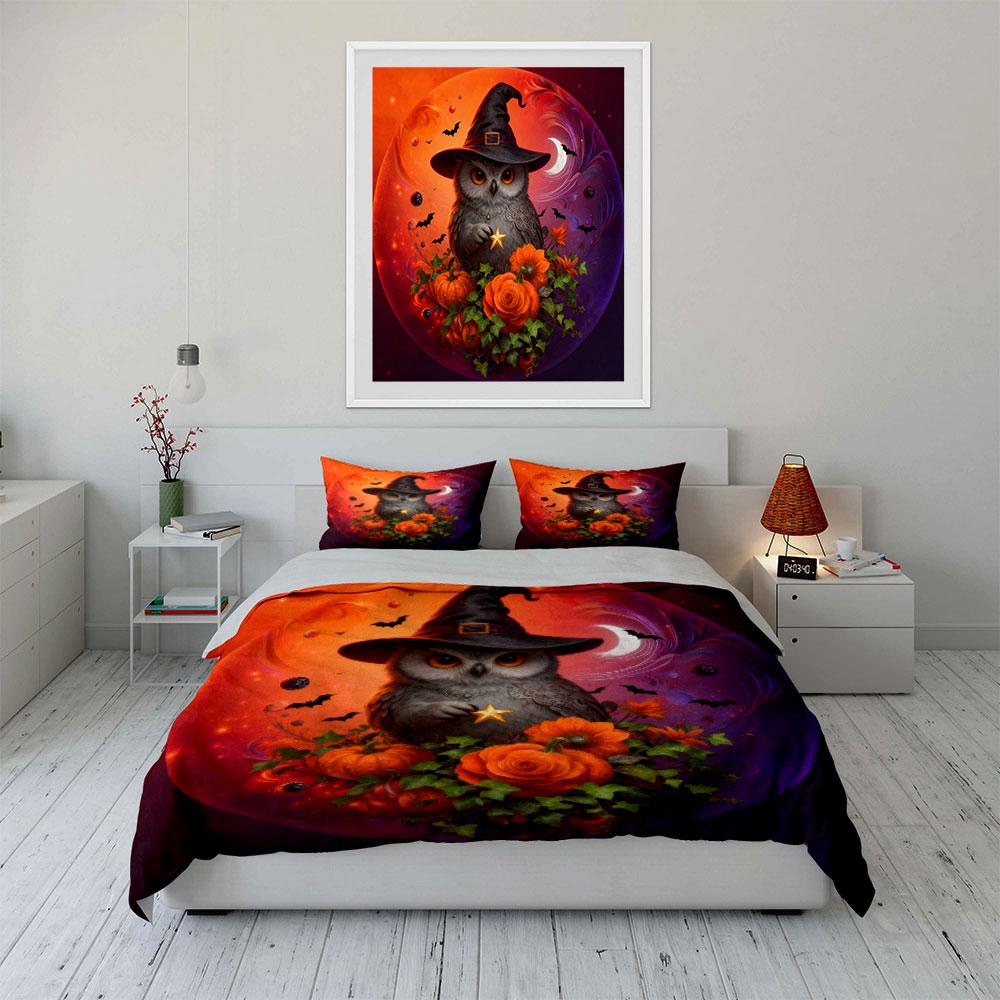 Halloween Decoration Witch Pumpkin Set Soft Comfortable Duvet Cover Bedding Set Included 1*Duvet Cover & 2*Pillowcases, Gift