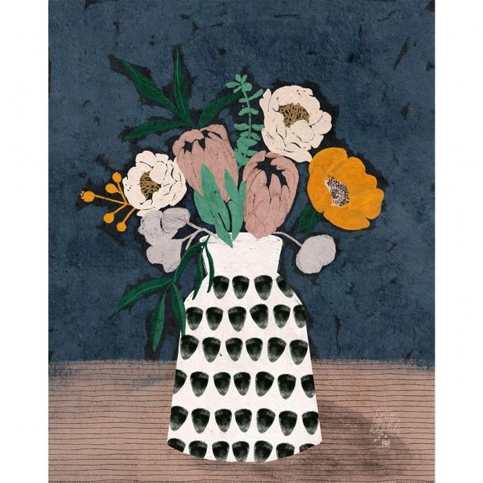 Estampa Erum Khalili Moody Floral II 50cm x preto