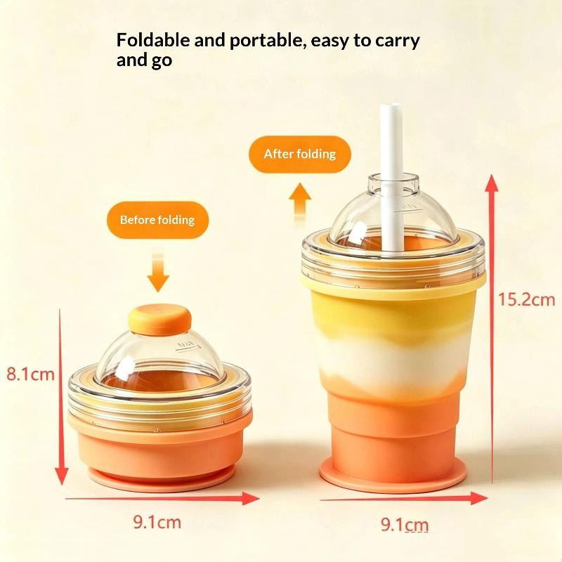 Innovative Folding Ice Hockey Cup with Silicone and Straw Great for On-the-Go Use A