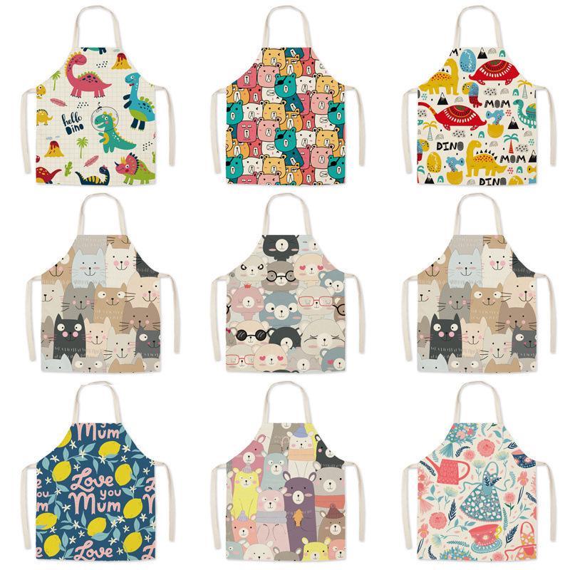 Cartoon Print Oil-Proof Parent-Child Kitchen Apron, Sleeveless Neck-Hanging Style