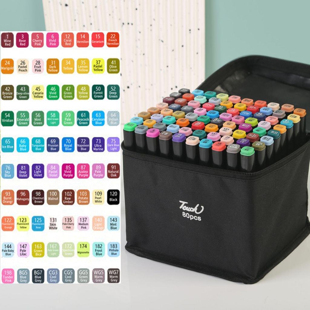 48-Color Dual Tip Alcohol Markers: Quick-Drying, Oil-Based Brushes for Kids & Students