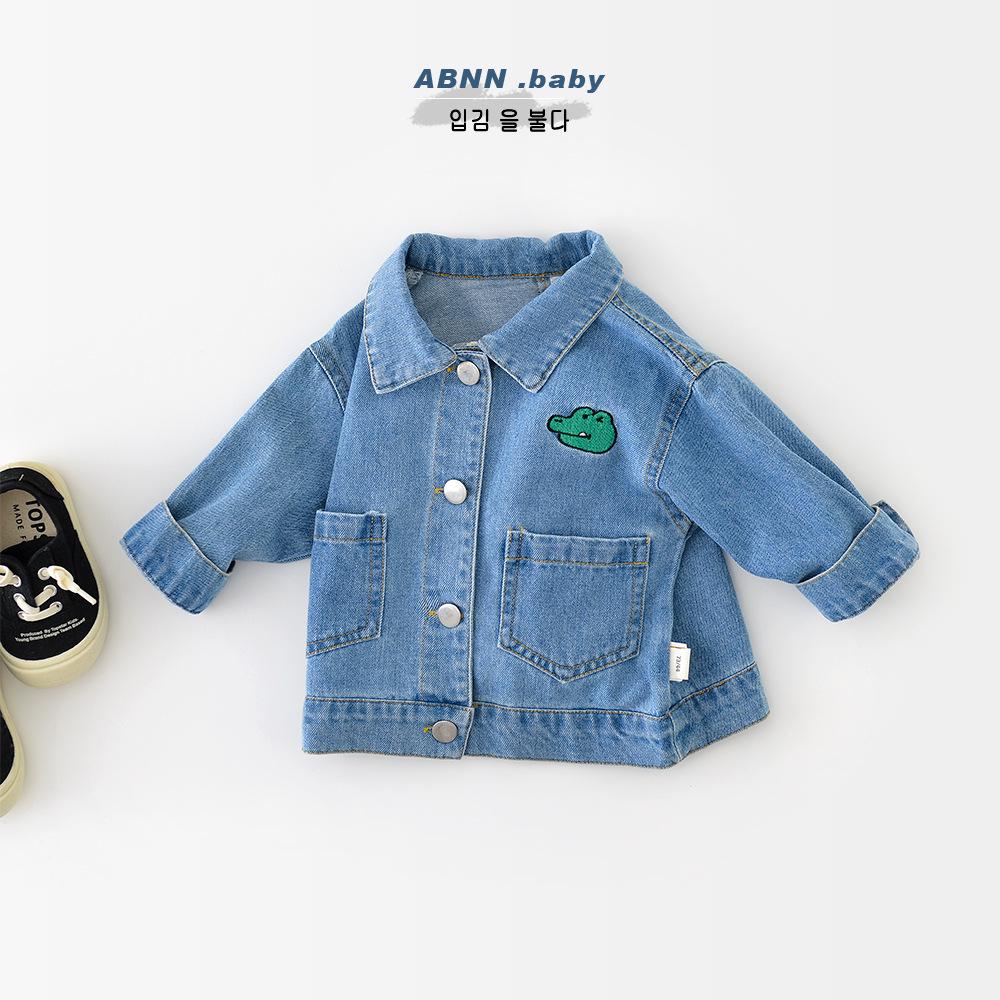 Infant Dinosaur Denim Jacket - Cotton, Ages 0-3, Autumn Wear