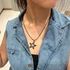 Black Star Pendant Necklace Exquisite Punk Double Star Clavicle Chain Unique Choker Jewelry Hip Hop Earring Eye Catching