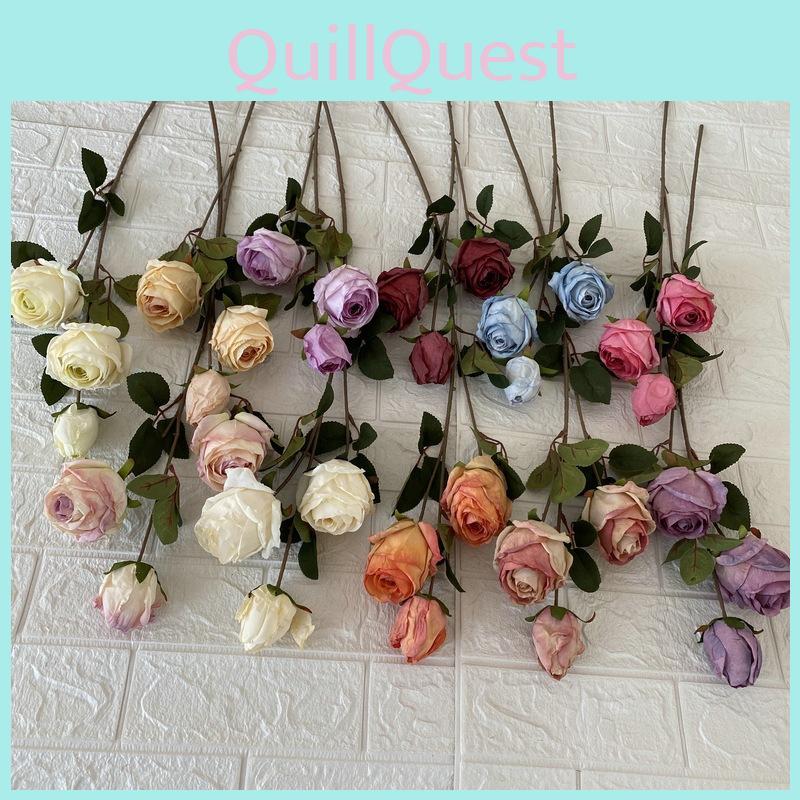 3head Long Branch Rose Artificial Flowers For Wedding Decor And Home Decorations