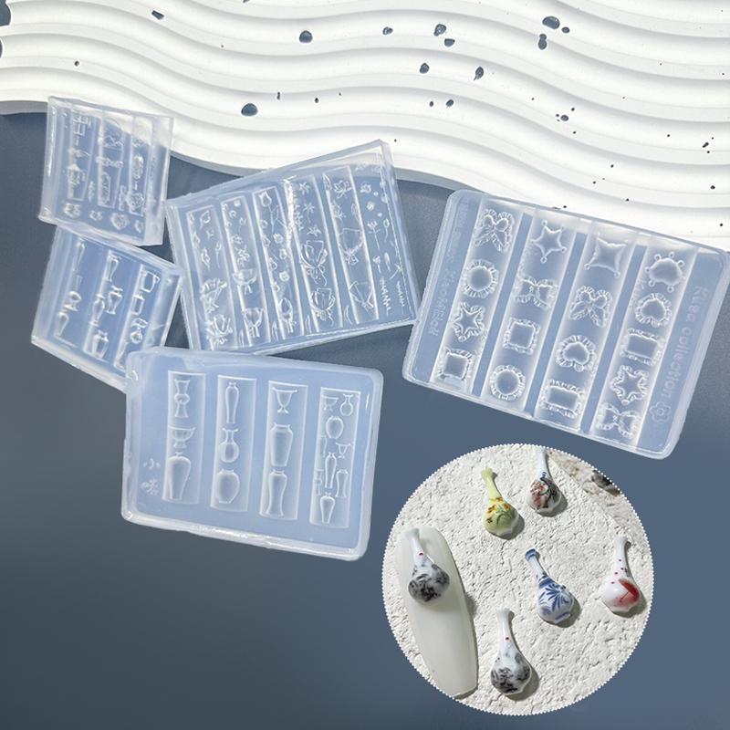Cartoon Mini Porcelain Bottle Star Lantern Silicone Nail Mold Nail Stamping Decorations Nails Diy Design Manicure Art Tool