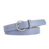 Luxury PU Leather Women's Round Buckle Thin Waist Belt - Solid Color for Jeans & Outerwear