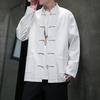 Chinese Style Men's Cotton Linen Shirt Long Sleeve Stand Collar Tang Suit Coat Button Up Traditional Chinese Fashion Autumn Wear