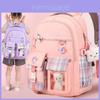Trendy Blue Purple Pink Beige College Backpack For Students Spacious Casual Use