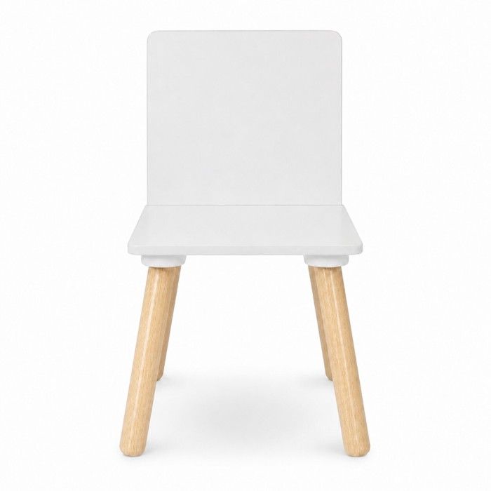 Chaise Enfant en Bois GINGER HOME, Style Scandinave, MDF et Pin, Bords Arrondis, Blanche, 26,8x26,8x50 cm