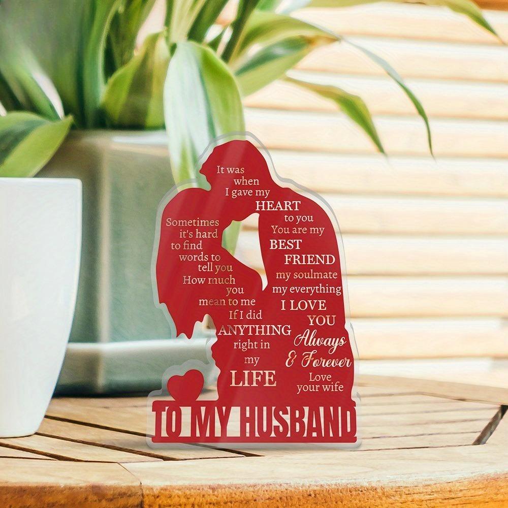  1pc Acrylic Love Note for Husband - 'to My Husband' Desktop Decoration with Romantic Messages, Red Heart & Tree Design, Perfect Gift From Wife 