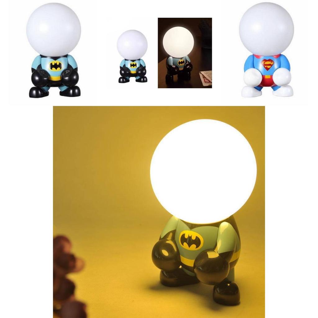 Superhrdinská kreslená LED stolní lampa s úsporným světlem pro výzdobu dětské ložnice