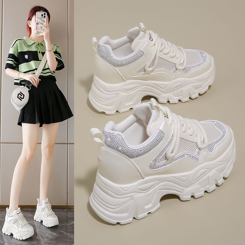 Fashion 2025 Autumn New Mesh Breathable Dad Women's Thick-soled Heightening Sneakers Womens Fashion Versatile Vulcanized Shoes Women