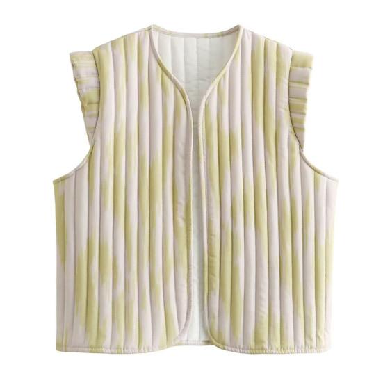 

Осенне-зимний женский жилет с принтом, однобортный, с V-образным вырезом, без рукавов, с подкладкой, толстый теплый жилет, повседневная одежда, пальто для поездок на работу L зелёный