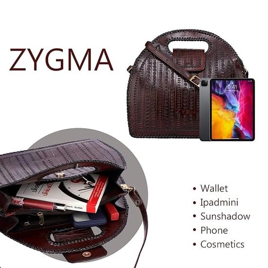 Zygma Leather Handbag for Women - Genuine Handmade Bag, Burgundy