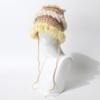 Fairy Hand-Woven Colored Rabbit Fur Knitted Hat Girl Cute Ear Protection Warm Hat Dopamine Wool Hat Tide