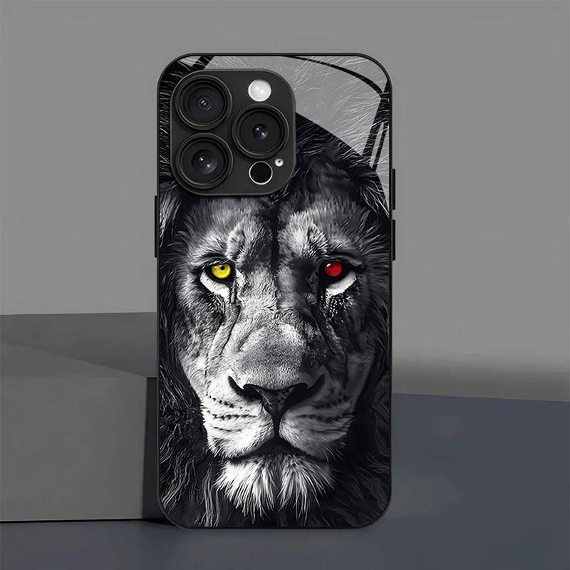 

Стеклянный чехол для телефона с рисунком Могучего Льва, подходит для iPhone 17 16 15 14 13 12 11 Pro/Max/Plus, противоударная задняя крышка For iPhone 11PROMAX