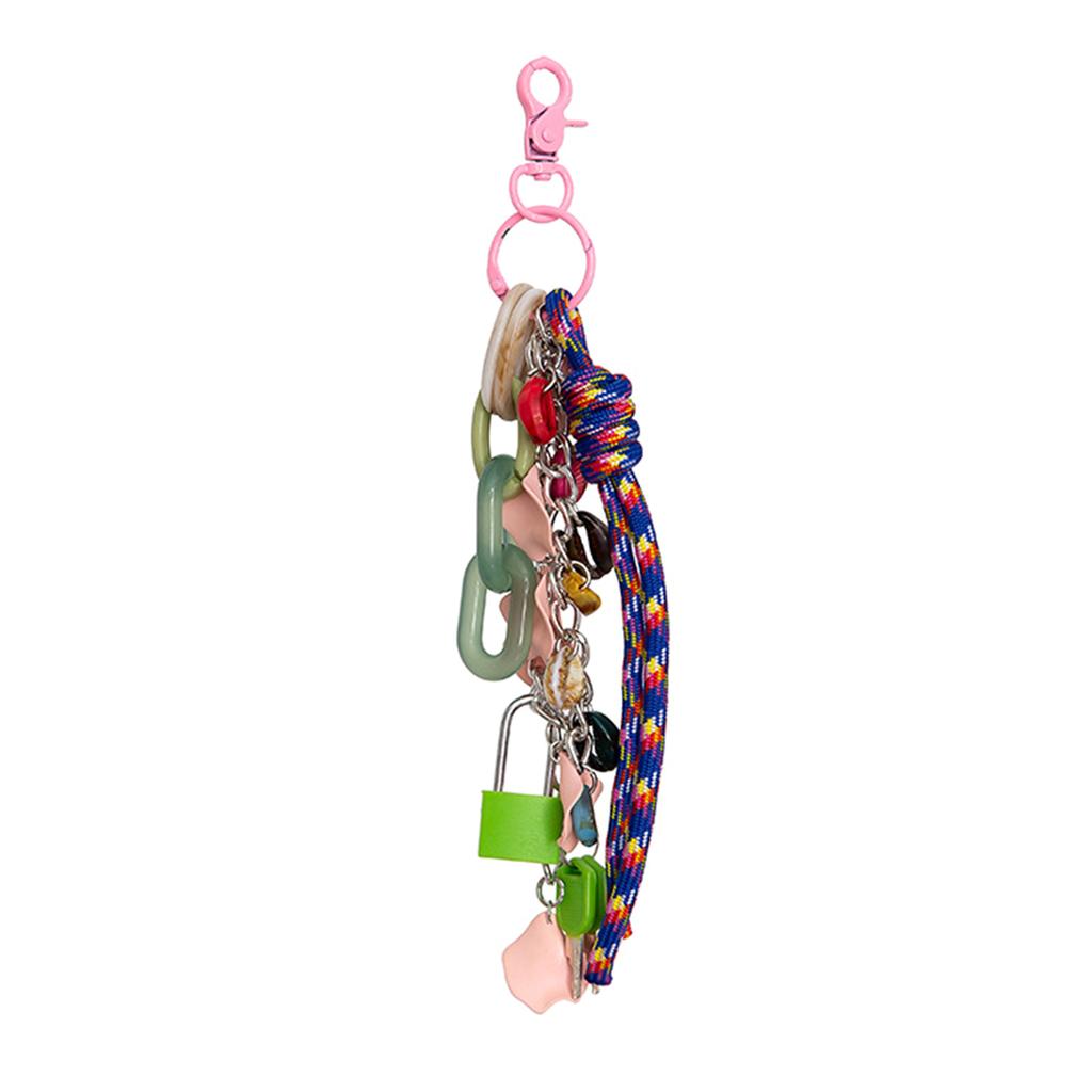 Sturdy Nylon Rope Bag Accessory Keychain Charm with Elegant Lock Chain Portable for Trendy Women Ladies Individuals
