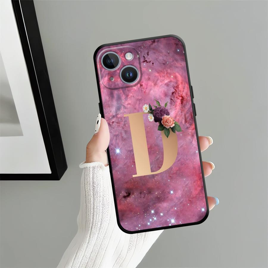 Funda Phone Cover Case for Apple iPhone 17 Pro Max Air 11 XR XS MAX 12 14 13 15 Pro 7 8 16 Flower Name Letter C D