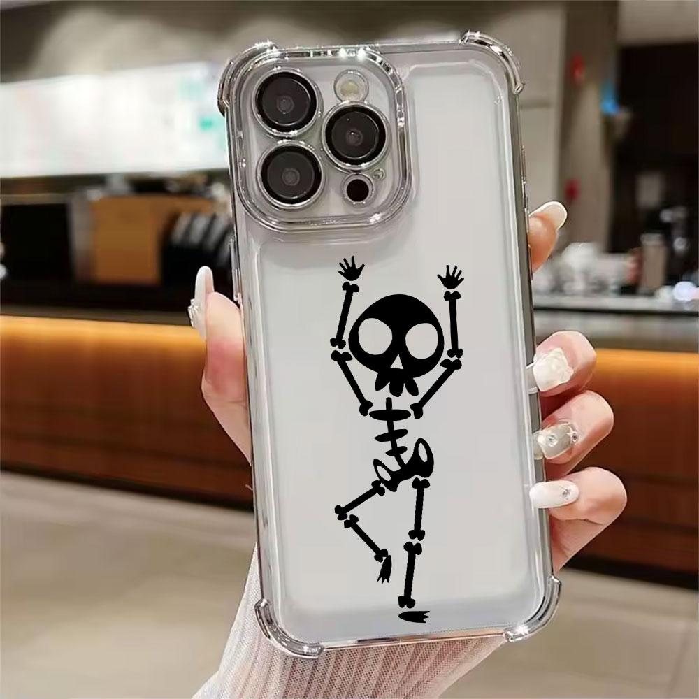 Black Skull Cute Phone Case for iPhone 17E 11 13 15 16 17 Pro Max 14 Plus 17Air 16E 13 Pro 12 17Pro Soft Shockproof Clear Cover