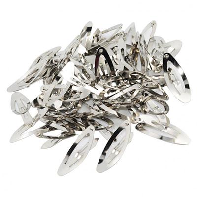 50 peças clipe de pressão arredondado oval prata metal arco de cabelo clique presilha faça você mesmo 3,7 cm