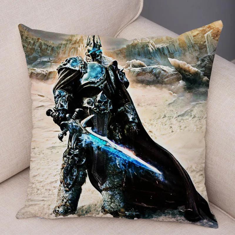 WOW Illidan Cushion Cover Decor Hot Game Hero Printed Pillow Covers for Sofa Home Pillow Case Super Soft Short Plush Pillowcase