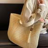 New Hand-woven Tote Bag Large Capacity Straw Shoulder Bag Summer Vacation Beach Bag Versatile Commuter