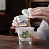 Travel Tea Set Mutton Fat Jade White Porcelain Kung Fu Tea Set Outdoor Portable Quick Guest Cup Holiday Gift Printing