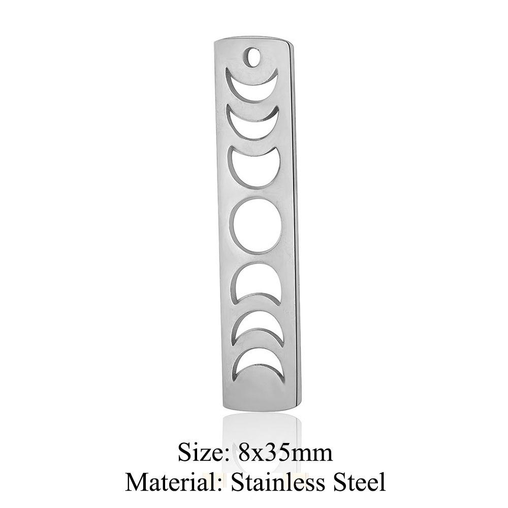 10pcs Stainless Steel Moon Phase Bar Pendants Rectangle Lasting Plated Charm  Handmade Crafts Lovers