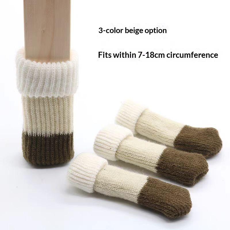 Table Chair Foot Cover Pad Protective Stool Foot Cover Leg Cover, Double-layer Thickened Knitted Chair Foot Cover Silent Non-slip Foot Cover