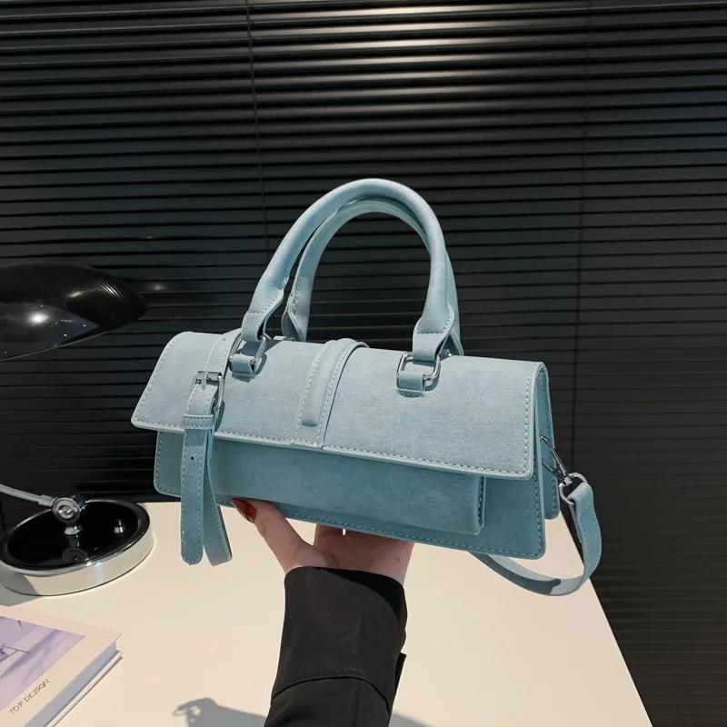 Solid PU Top Handle Bags New Fashion High Quality Concise Light Crossbody Bags Personality Trend Advanced Feeling Bags