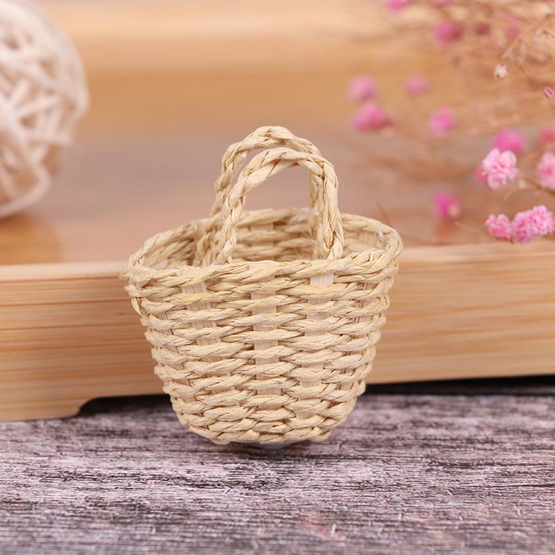 1:12 Dollhouse Mini Rattan Hand-Woven Vegetable Food Storage Basket Doll Decor