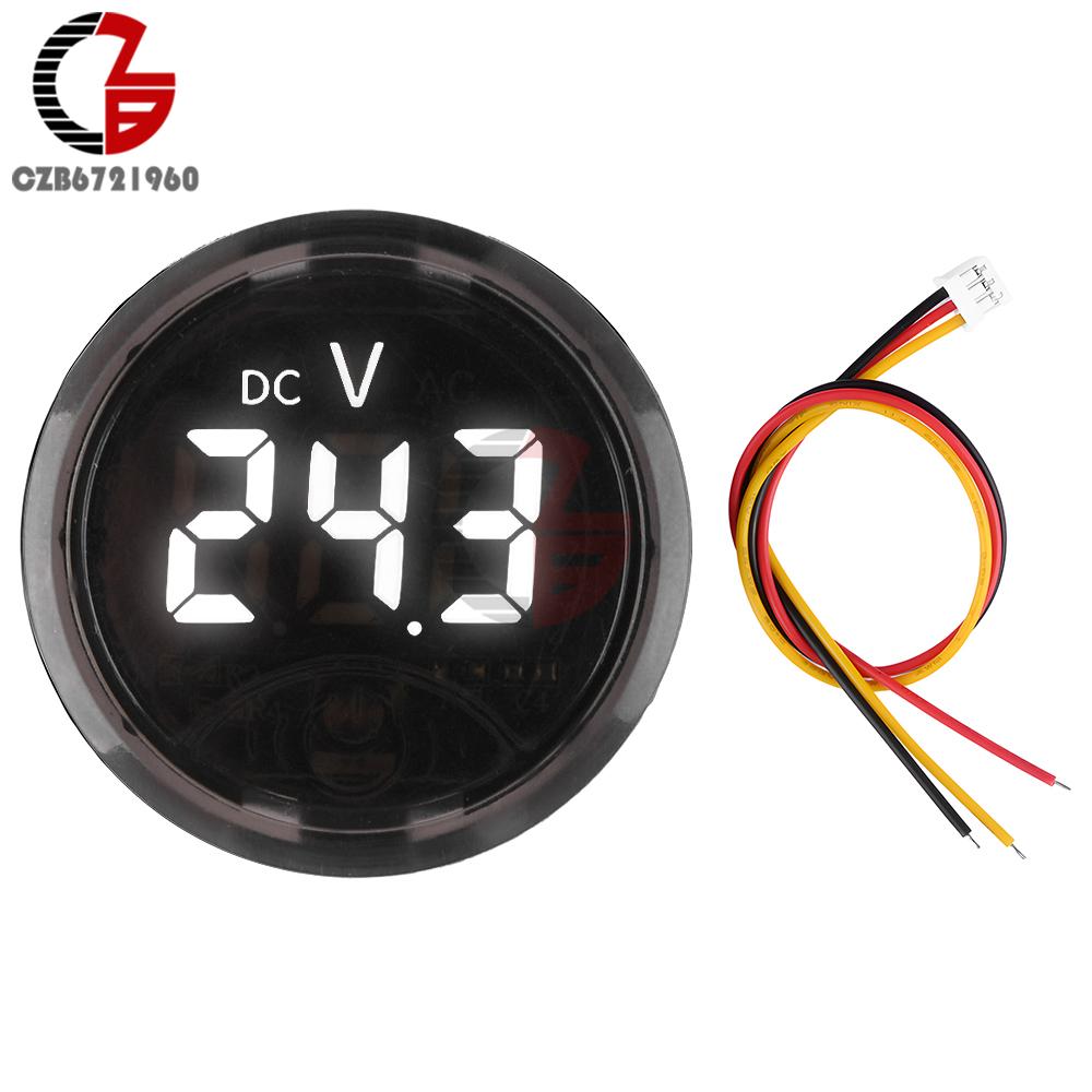 DC 7-120V DC 0-120V LED-Anzeige Voltmeter Rund Zwei-/Dreidraht-Panel-Spannungsmesser DC Berührungsspannungsprüfer für Auto Boot Marine